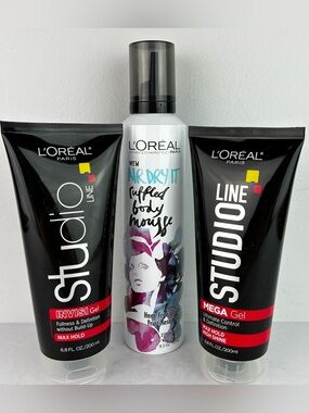 L’Oréal Invisi-Gel & Air Dry It Mousse Bundle of 3 - All Brand New!